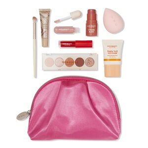 NEW 9pc Ulta Beauty Makeup Set w/ Primer, Blush, Lippies, 5pc Eyeshadow, Brush